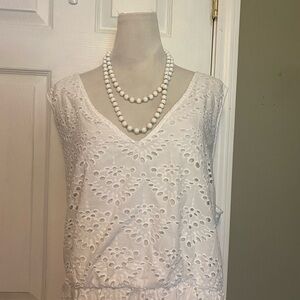 Roaman's White Eyelet Maxi Dress Sz 3X With repair.